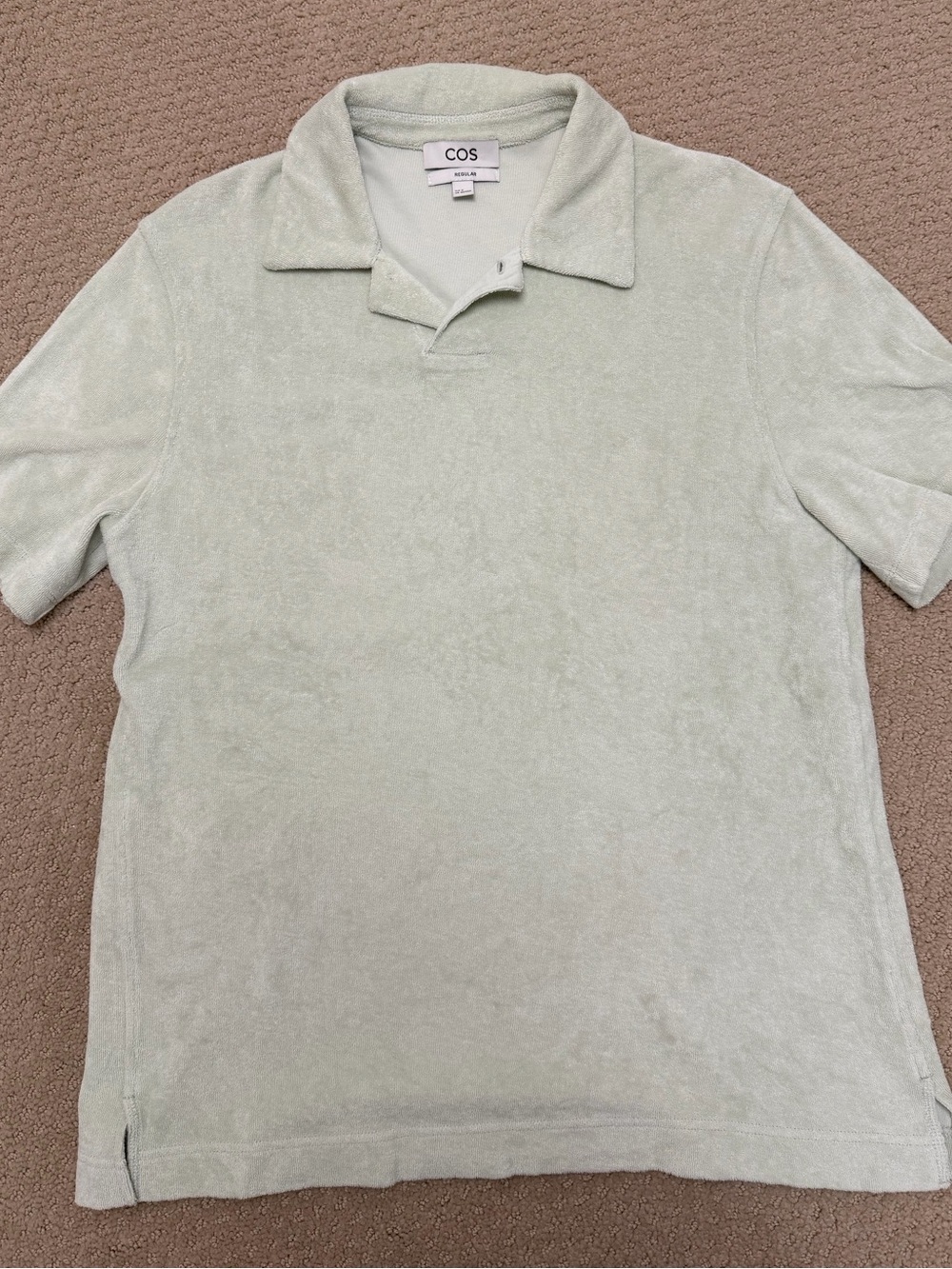 COS Men’s Light Mint Terry Cloth Polo Shirt